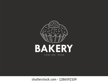 Bakery shop logo, with a modern line style, for use in cafes, markets, home bakeries, bakeries, etc.