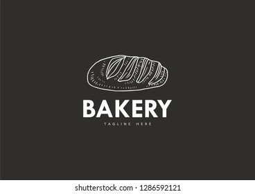 Bakery shop logo, with a modern line style, for use in cafes, markets, home bakeries, bakeries, etc.