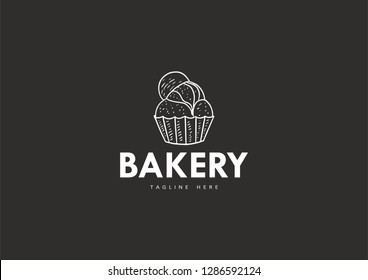 Bakery shop logo, with a modern line style, for use in cafes, markets, home bakeries, bakeries, etc.