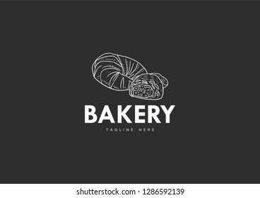 Bakery shop logo, with a modern line style, for use in cafes, markets, home bakeries, bakeries, etc.