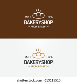Bakery shop logo set modern line style for use bread house, loaf store, food market, cafe, restaurant etc. Vector Illustration 