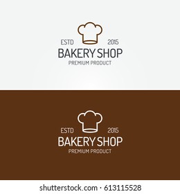 Bakery shop logo set with toque modern line style for use bread house, cupcake store, food market, cafe, restaurant etc. Vector Illustration