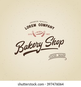 Bakery shop logo template design, vintage badge with calligraphy and hand draw element for baker house, baker shop  and other
