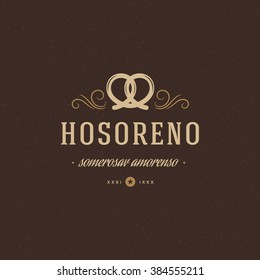 Bakery Shop Logo Template. Vector Design Element Vintage Style for Logotype, Label, Badge, Emblem. Pretzel Silhouette, Bakery Label, Baker Logo, Pretzel, Icon, Baking Logo, Retro Logo, Logo Vector.