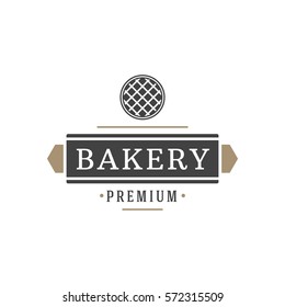 Plantilla del logotipo de la tienda de panaderías. Objeto vectorial e icono para etiqueta o distintivo de alimentos pastosos, diseño de logotipos de alimentos para panaderías, gráficos Emblems. 