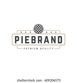 Bakery Shop logo template vector object for logotype or badge Design. Trendy retro style illustration, Pie silhouette.