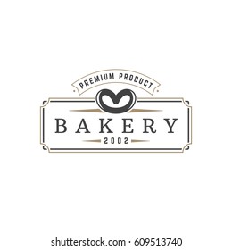 Bakery Shop logo template vector object for logotype or badge Design. Trendy retro style illustration, Pretzel silhouette.