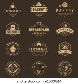 Bakery Shop Logos Templates Set. Vector object and Icons for Pastries Labels, Bread Badges, Emblems Graphics.