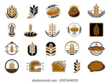 Bakery Shop Minimalist Logo Element Set