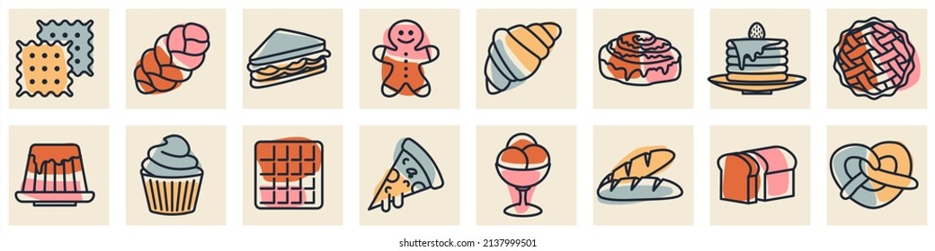 Bakery shop set icon symbol template for graphic and web design collection logo vector illustration