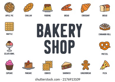 Bakery shop set icon symbol template for graphic and web design collection logo vector illustration
