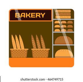 Bakery shop showcase interior bread market