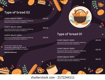Bakery Shop Social Media Brochure Template Flat Cartoon Background Vector Illustration
