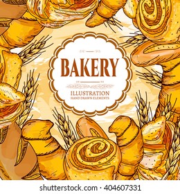 Bakery shop template hand drawn vector 