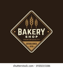 Bakery shop. Vector. Concept for badge, shirt, label, stamp or tee. Typography design with ears of wheat silhouette. Template for restaurant identity objects, packaging and menu