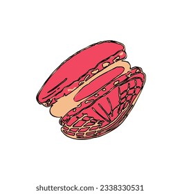 Bakery shop vector flat illustration macaron Barbie