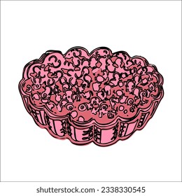 Bakery shop vector flat illustration pie blackberry . Barbie