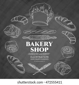 Bakery shop vector illustration set