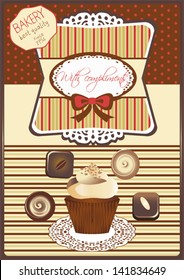 Bakery shop, vintage label, invitation card