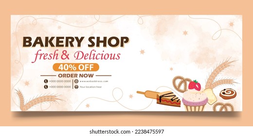Bakery shop web banner template 