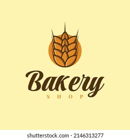 Bakery shop wheat logo template design
