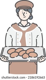 Bakery Shop Woman Clerk Illustration