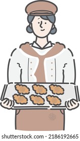 Bakery Shop Woman Clerk Illustration