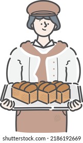 Bakery Shop Woman Clerk Illustration