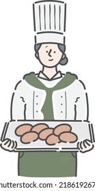 Bakery Shop Woman Clerk Illustration