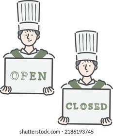 Bakery Shop Woman Clerk Illustration
(open Closed)