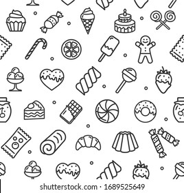 Bakery Signs Seamless Pattern Background on a White for Web and App , Graphic Design. Vector illustration