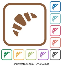 Bakery simple icons in color rounded square frames on white background