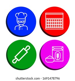 bakery simple icons set. Contains such icons as Cook, Sugar, Rolling pin, Flour, can be used for web, mobile and logo