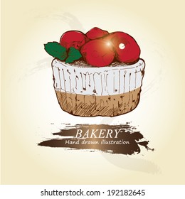 Bakery sketch background. Vintage hand drawn illustration