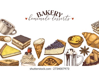 Panadería bosquejado menú Plantilla Vector