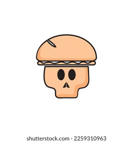 Bakery Skull Logo Illustration Vector.