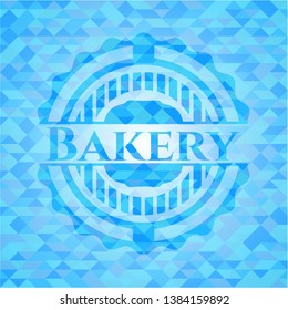 Bakery sky blue emblem. Mosaic background