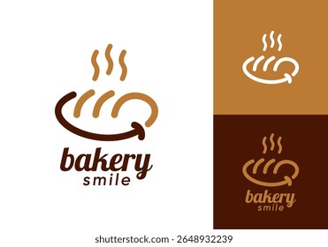 Diseño de Vector de logotipo de combinación de sonrisa de panadería
