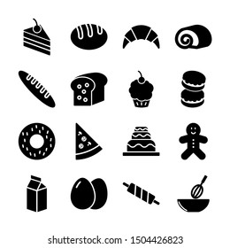 bakery solid icons vetor design
