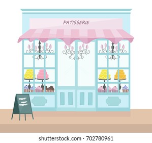 Bakery store architectural facade Vector illustration templates