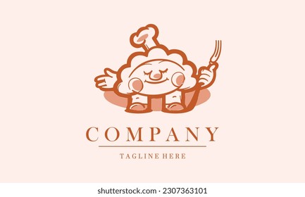 bakery store company logo vector icon. Design logo cake and bread with cake mascot suitable for bakery, cake industrial, food store, cafe company logo.