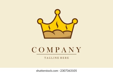 bakery store company logo vector icon. Design logo cake and bread with golden king crown suitable for bakery, cake industrial, food store, cafe company logo.