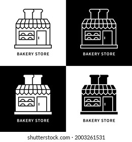 Bakery Store Icon Set. Pastry Business Logo Vector Design. Bakery And Shop Symbol