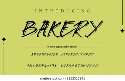 Bakery Stylish brush painted an uppercase vector letters, alphabet, typeface.