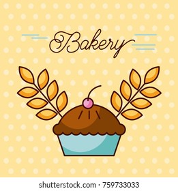 bakery sweet cake berry and wheat grain design