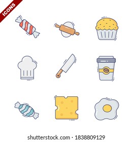bakery and sweet set vector illustration icon