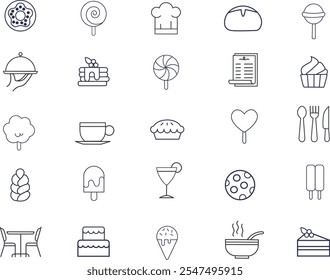 Bakery and Sweets Food Set – Vibrant Vector Illustrations of Desserts, Pastries, Cakes, and Cookies, Ideal for Menus, Packaging, Posters, Scrapbooking, Branding, and Creative Digital Projects