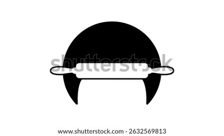 Bakery symbol, rolling pin and dough, black isolated silhouette