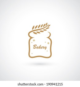 Bakery symbol - wheat and bread slice - vector illustration