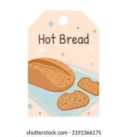 Bäckereimarke. Liebe von Brot, Brötchen, Kuchen, Muffin, Sandwich-Vektorgrafiken mit Text. Konzept für Essen, Feiertage und Dessert - Design für Etiketten, Flyer und Postkarten